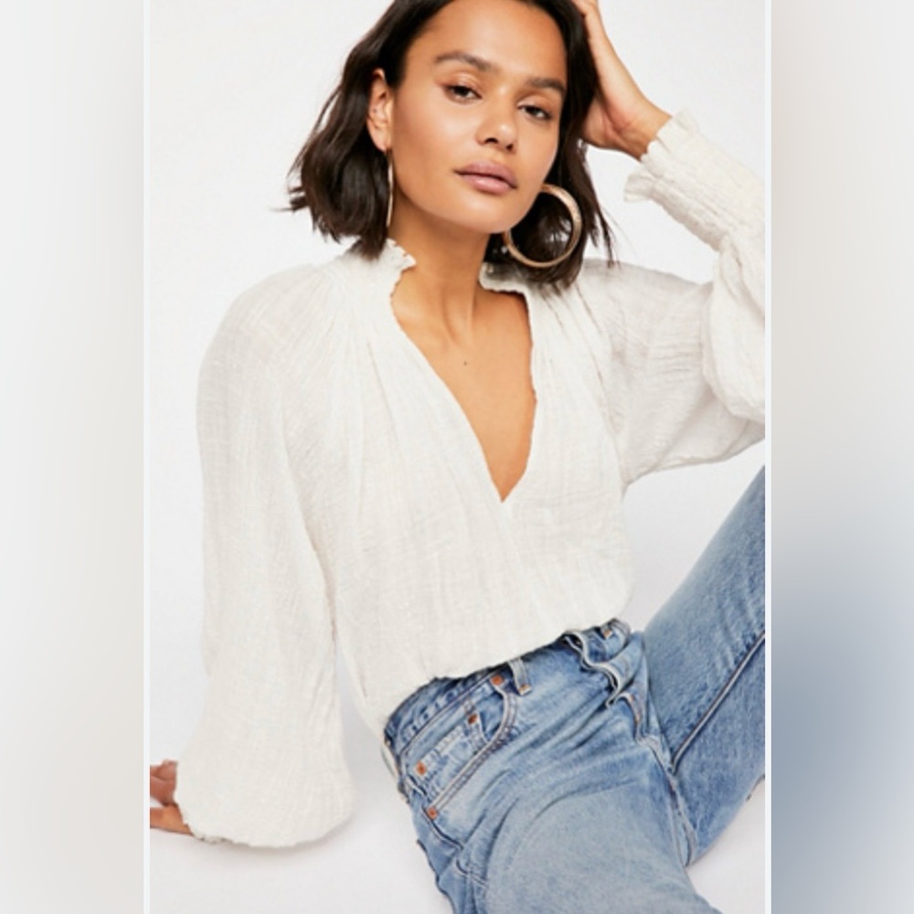 Free People Cream Blouse